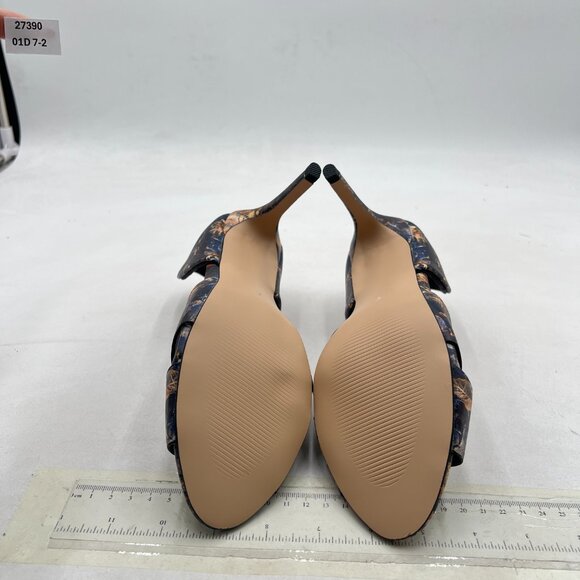 Pazzion Floral Print Open Toe High Heel D'Orsay Pumps Slip On Two Pieces Sandal - Picture 6 of 7